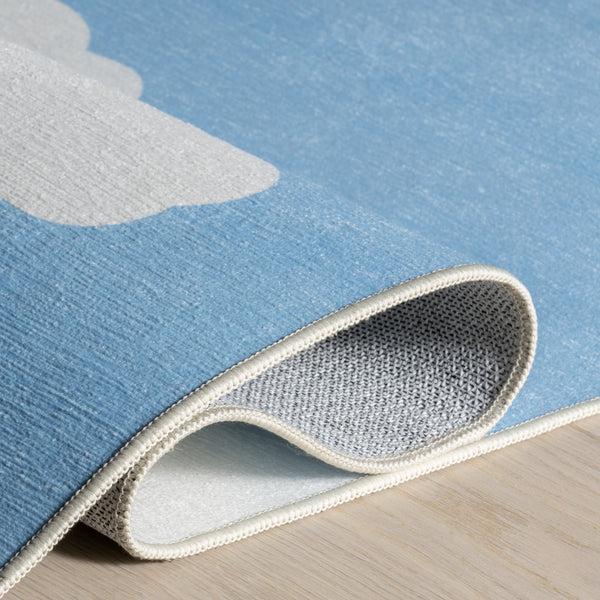 Nuloom Euphrasia Splashguard Traditional Machine Washable Area Rug Light Blue
