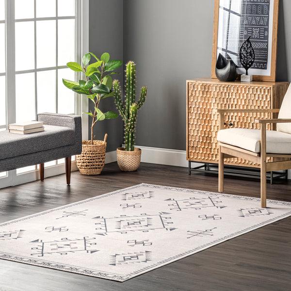 Nuloom Evalyn Southwestern Machine Washable Area Rug Cream