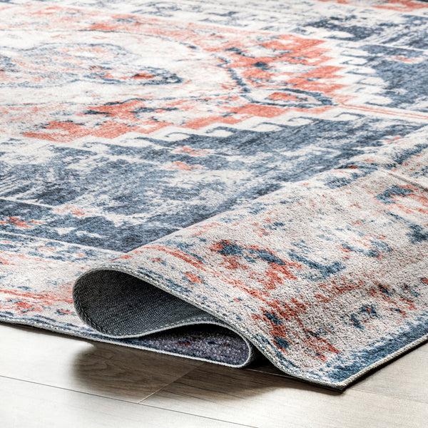 Nuloom Evette Traditional Medallion Machine Washable Area Rug Navy