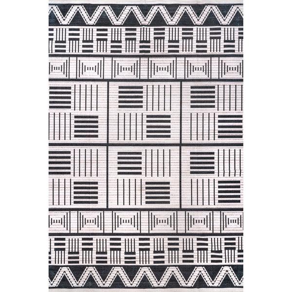 nuloom Evia Tribal Stripes Machine Washable Area Rug Charcoal
