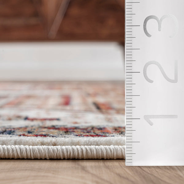 Nuloom Evie Global Inspired Emblem Fringe Area Rug Beige