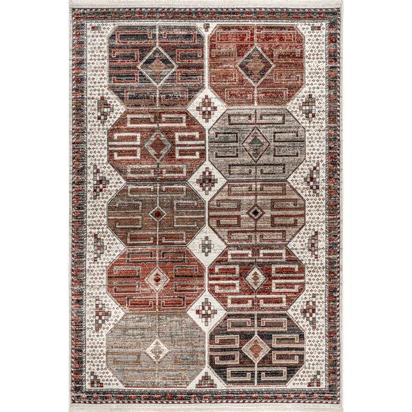 nuloom Evie Global Inspired Emblem Fringe Area Rug Beige