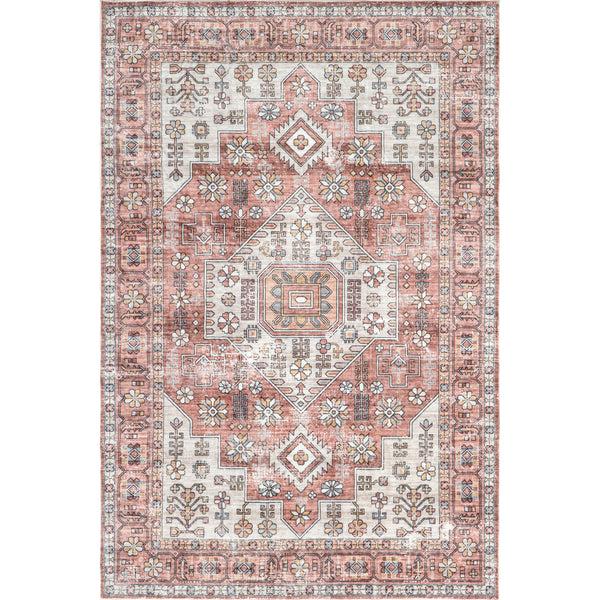nuloom Evon Traditional Medallion Machine Washable Area Rug Blush