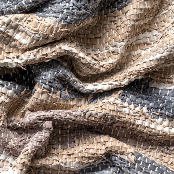 Nuloom Farren Hand Woven Diamond Leather Area Rug Grey