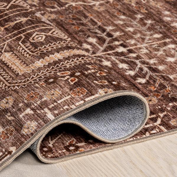 Nuloom Feliciti SplashGuard Floral & Paisley Machine Washable Area Rug Brown