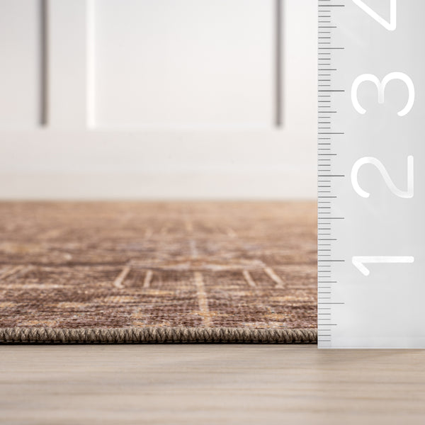 Nuloom Feliciti SplashGuard Floral & Paisley Machine Washable Area Rug Brown