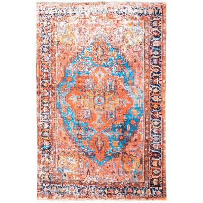 nuloom Fionella Printed Timeworn Medallion Flatweave Orange