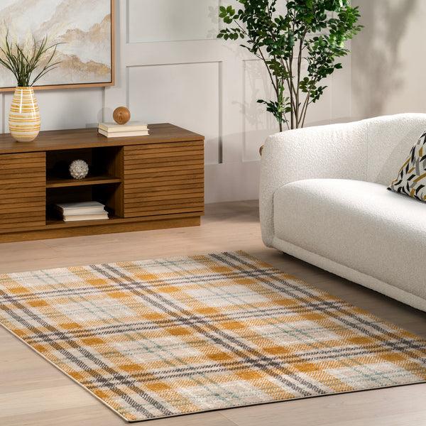 Nuloom Fiorella Country Plaid Area Rug Orange And Grey