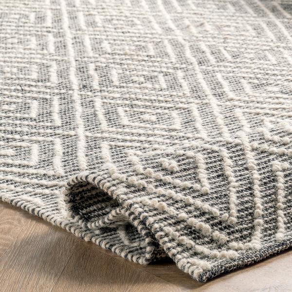 Nuloom Flora Handmade Textured Diamonds Wool Area Rug Grey