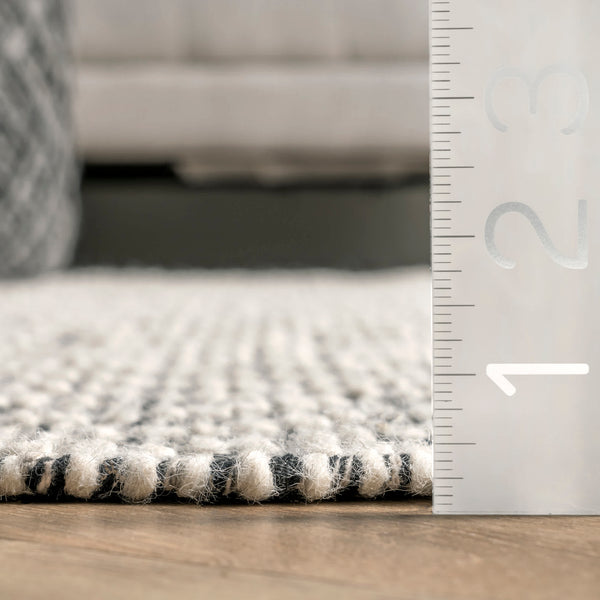 Nuloom Flora Handmade Textured Diamonds Wool Area Rug Grey