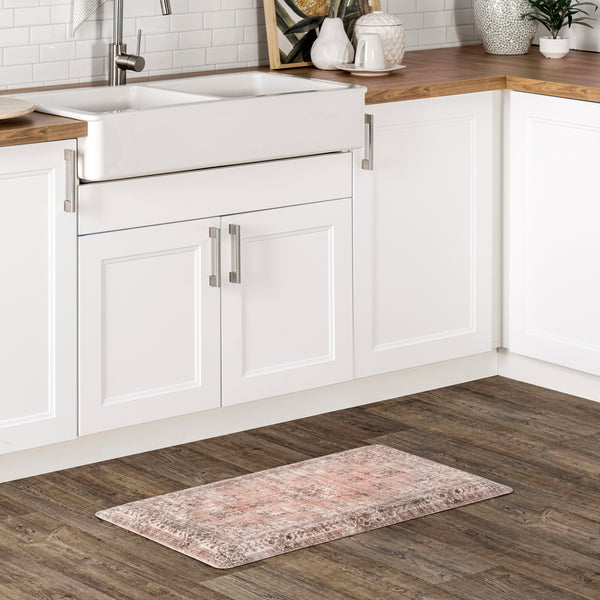 Nuloom Floral Vintage Kitchen Or Laundry Comfort Mat Rust