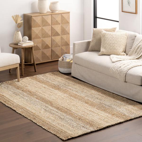 Nuloom Frankie Handmade Striped Jute Area Rug Ivory