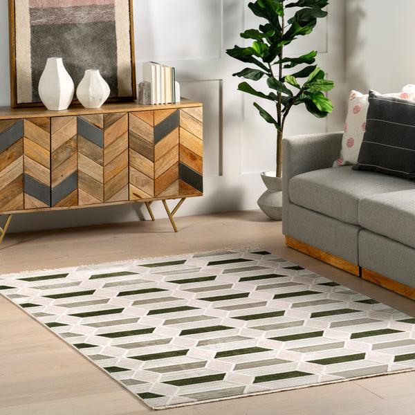 Nuloom Fressia Modern High-Low Geometric Area Rug Light Grey