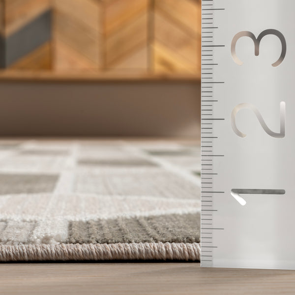 Nuloom Fressia Modern High-Low Geometric Area Rug Light Grey