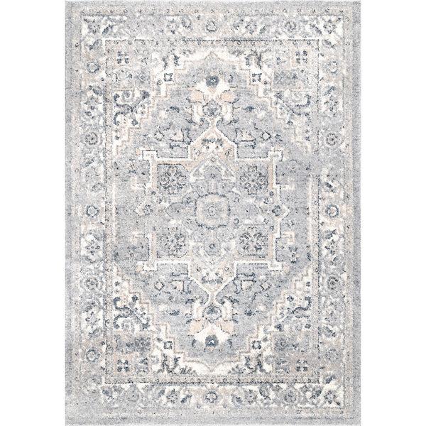 Nuloom Gena Distressed Transitional Medallion Area Rug Light Grey