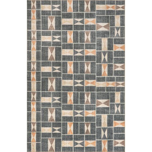 nuloom Gene Geometric Tile Machine Washable Area Rug Blue