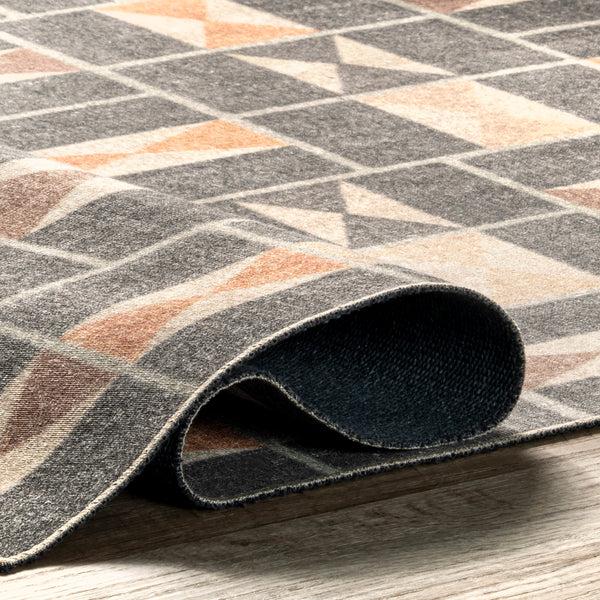 Nuloom Gene Geometric Tile Machine Washable Area Rug Blue