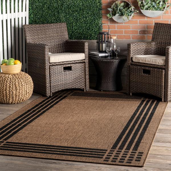 Nuloom Gigi Striped Border Indoor/Outdoor Area Rug Brown