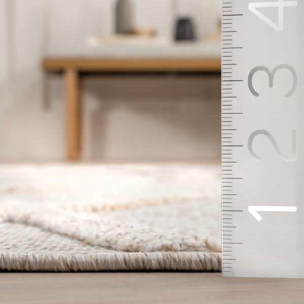 Nuloom Ginevra Modern Lattice Fringe Area Rug Ivory