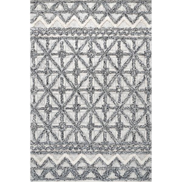 nuloom Giselle High-Low Shaggy Wool Geometric Trellis Area Rug Gray