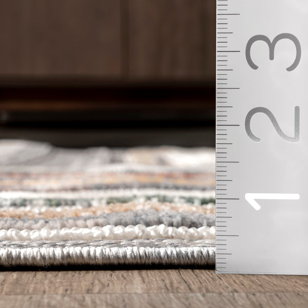 Nuloom Gloria Striped Geometric Fringe Area Rug Light Gray