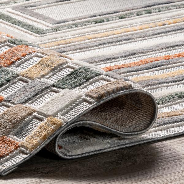 Nuloom Gloria Striped Geometric Fringe Area Rug Light Gray