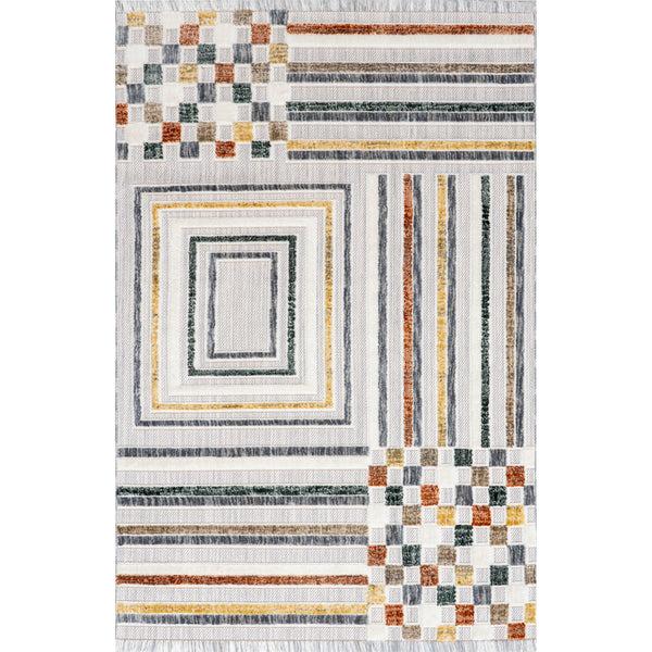 nuloom Gloria Striped Geometric Fringe Area Rug Light Gray