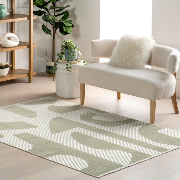 Nuloom Grania Modern Abstract Reversible Machine Washable Area Rug Light Green