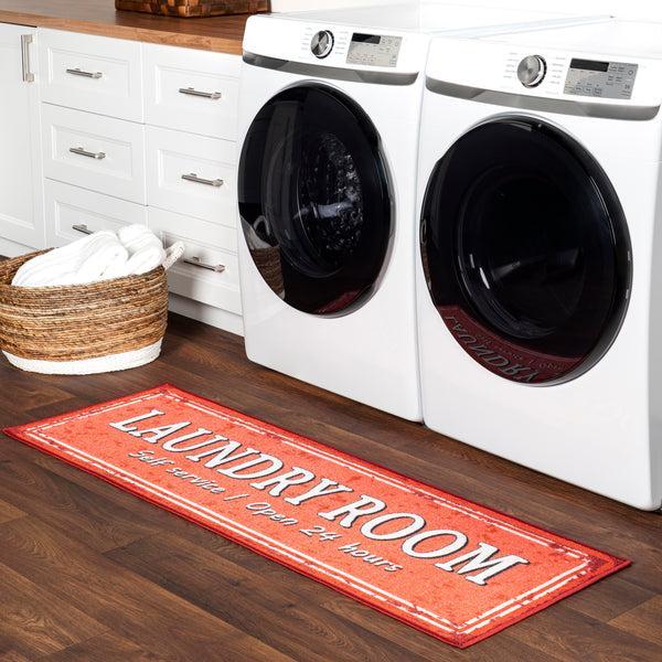 Nuloom Graphic Machine Washable Laundry Mat Dark Gray