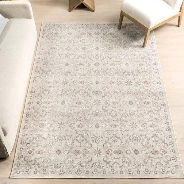 Nuloom Green Haven Collection Ariya Recycled Cotton Machine Washable Area Rug Cream