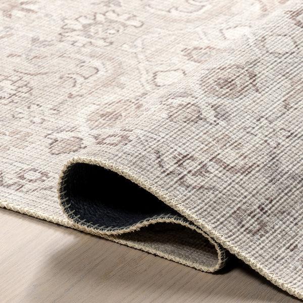 Nuloom Green Haven Collection Ariya Recycled Cotton Machine Washable Area Rug Cream