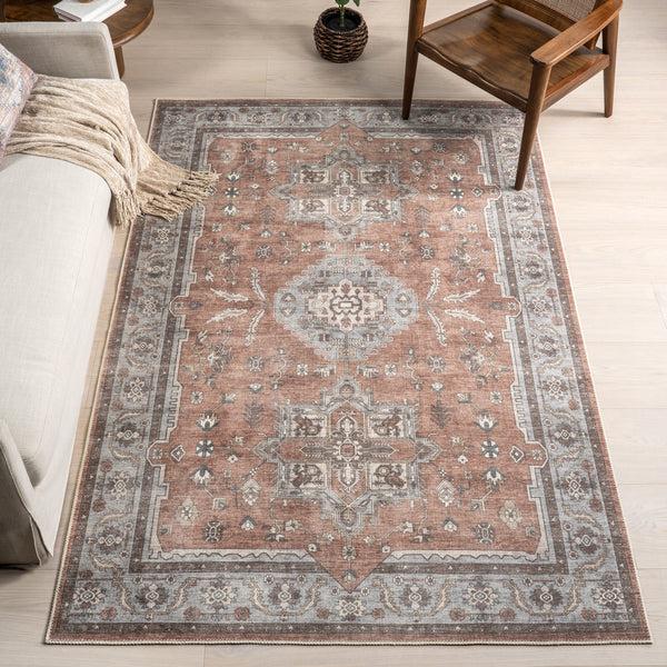 Nuloom Green Haven Collection Daleyza Recycled Cotton Machine Washable Area Rug Rust