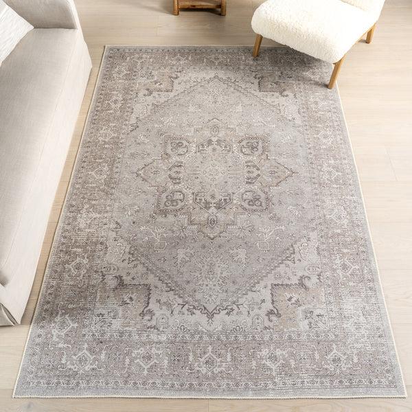 Nuloom Green Haven Collection Juni Recycled Cotton Machine Washable Area Rug Beige