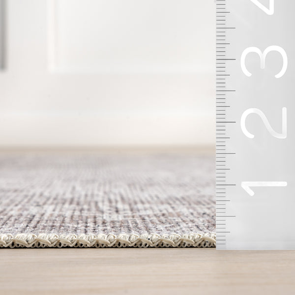 Nuloom Green Haven Collection Juni Recycled Cotton Machine Washable Area Rug Beige