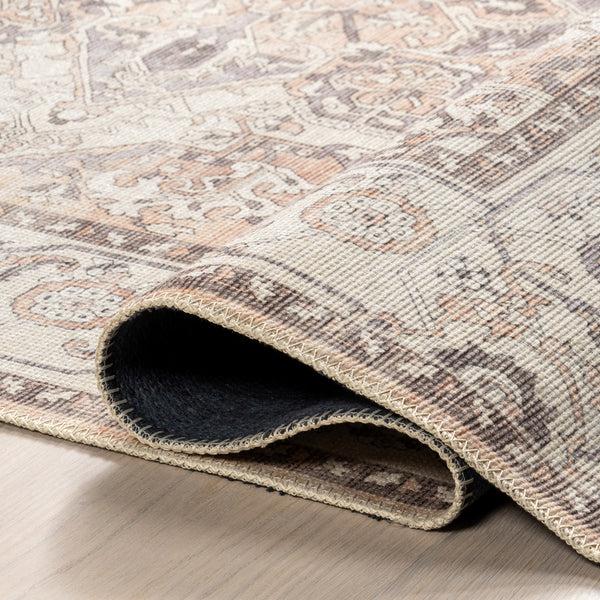 Nuloom Green Haven Collection Mylah Recycled Cotton Machine Washable Area Rug Beige