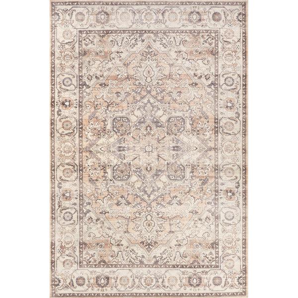 nuloom Green Haven Collection Mylah Recycled Cotton Machine Washable Area Rug Beige
