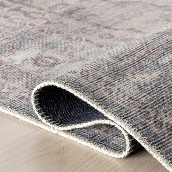 Nuloom Green Haven Collection Noemie Recycled Cotton Machine Washable Area Rug Beige