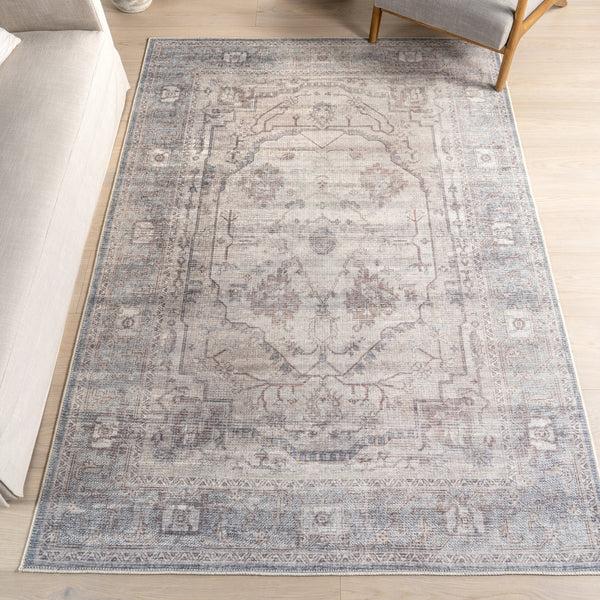 Nuloom Green Haven Collection Noemie Recycled Cotton Machine Washable Area Rug Beige