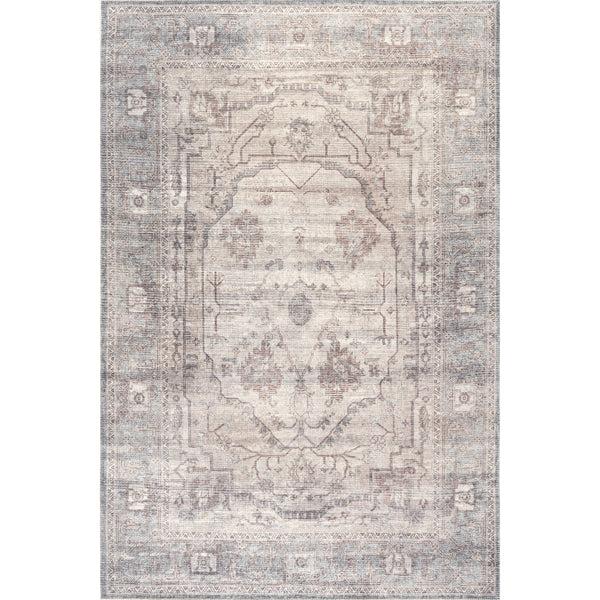 nuloom Green Haven Collection Noemie Recycled Cotton Machine Washable Area Rug Beige