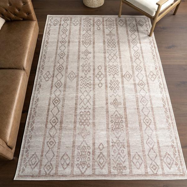 Nuloom Green Haven Collection Silvana Recycled Cotton Machine Washable Area Rug Taupe