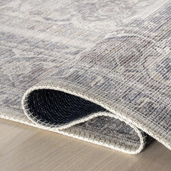 Nuloom Green Haven Collection Vietta Recycled Cotton Machine Washable Area Rug Beige