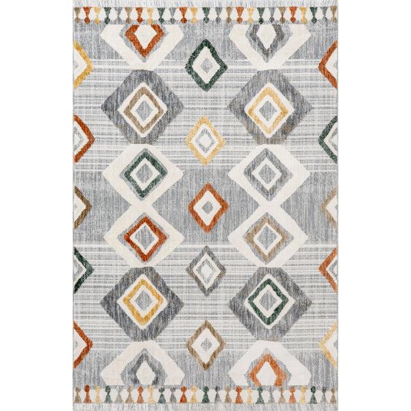 nuloom Greta Diamond Lined Fringe Area Rug Light Gray
