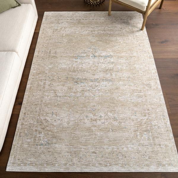 Nuloom Gwynne Medallion Fringe Area Rug Light Beige