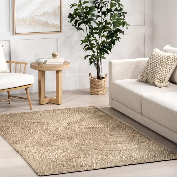 Nuloom Hadassha Geometric Swirls Jute Area Rug Natural