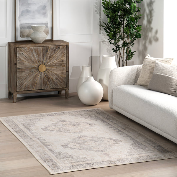 Nuloom Hadlee Distressed Reversible Machine Washable Area Rug Beige