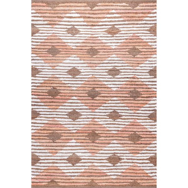 nuloom Hand Braided Marla Denim And Jute Diamonds Ivory