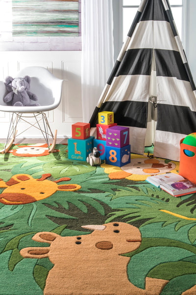 Nuloom Hand Tufted King Of The Jungle Area Rug Green