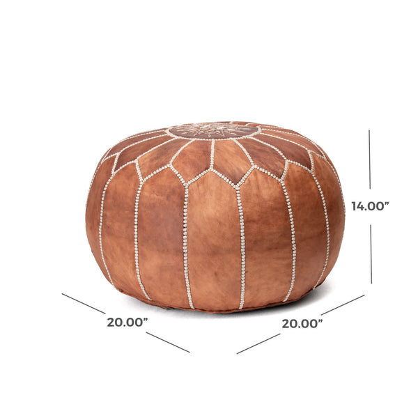 Nuloom Handmade Moroccan Leather Filled Ottoman Pouf Dark Grey