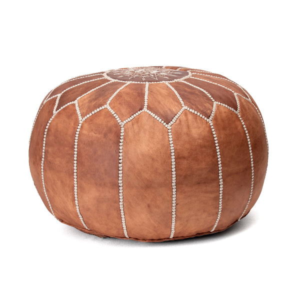 nuloom Handmade Moroccan Leather Filled Ottoman Pouf Dark Grey