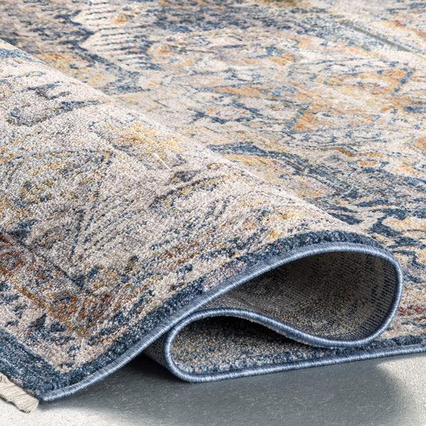 Nuloom Hannah Distressed Traditional Medallion Fringe Area Rug Blue